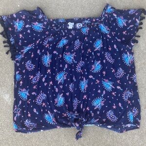 Women’s Westport Navy Blue Paisley Front Tie Top XL Good Condition
